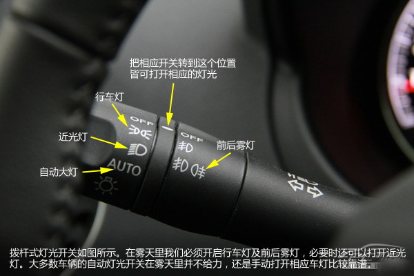 大多数车辆的自动灯光开关在雾天里并不给力,还是手动打开相应车灯