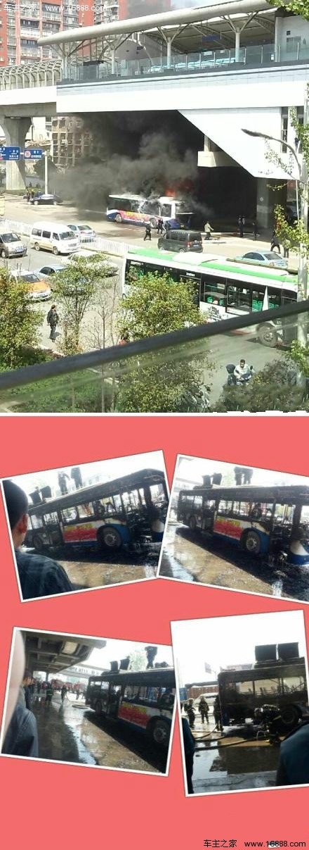 武汉一公交车发生自燃 目前无人员伤亡(图)