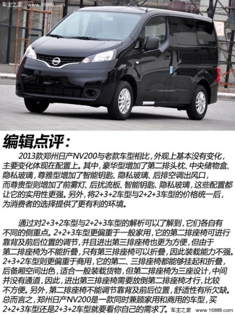 日产郑州日产日产NV2002013款 1.6L 尊雅型 国IV