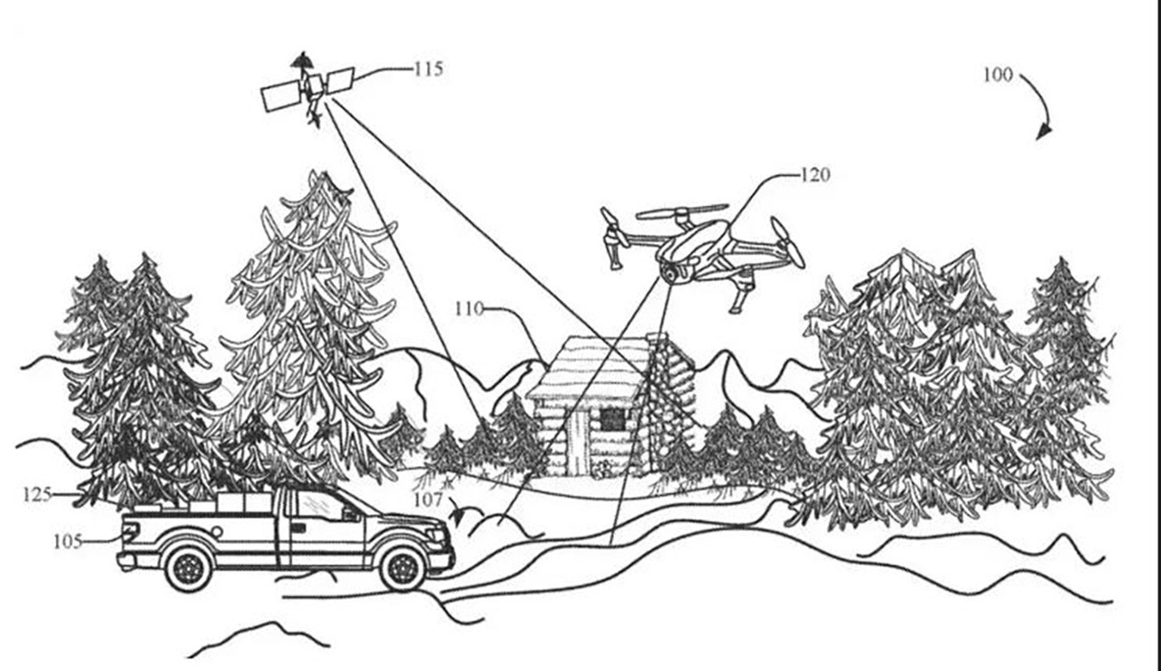 探测地形 福特“可部署无人机”专利图