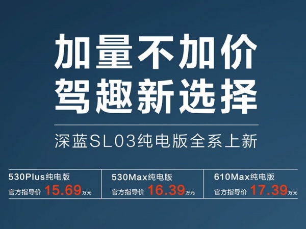 2024款深蓝SL03纯电版上市 售价15.69-17.39万