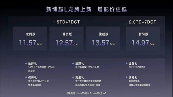 吉利新博越L正式上市 售价为11.57-14.97万