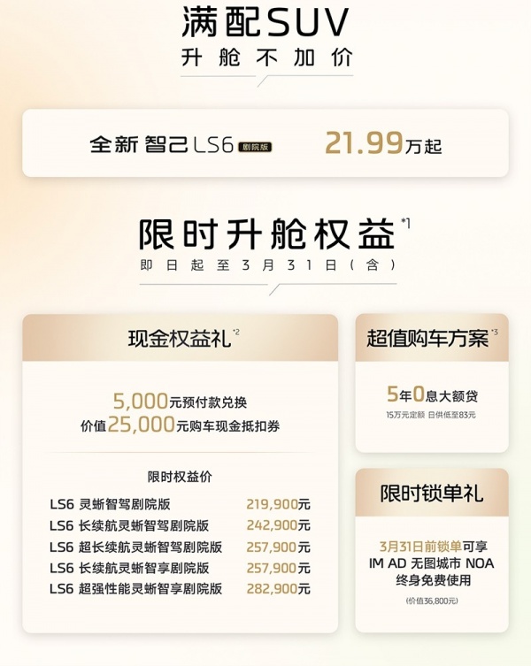 智己LS6 全部在售 2025款 2023款新款智己LS6剧院版正式上市 限时权益价21.99-28.29万