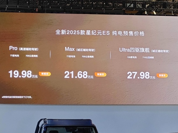 星纪元 ES 全部在售 2025款 2024款2025上海车展：2025款星纪元ES 纯电版开启预售
