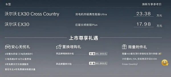 沃尔沃EX30 Cross Country上市 售价26.38万
